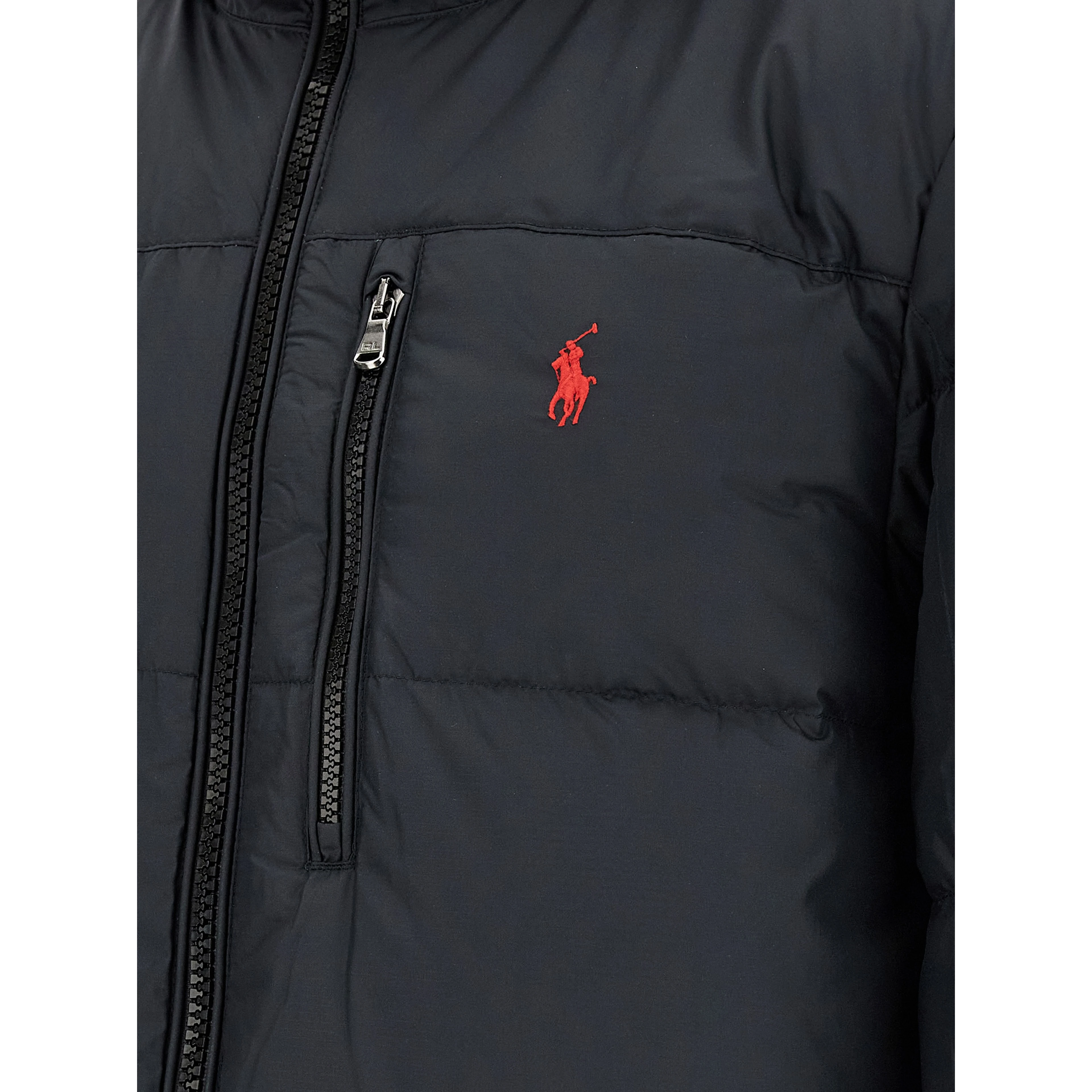 Black Polyester Full-Length Jacket