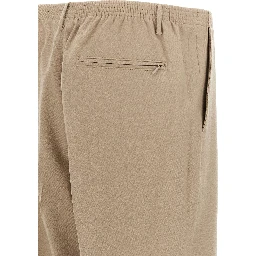Beige Virgin Wool Casual Pants