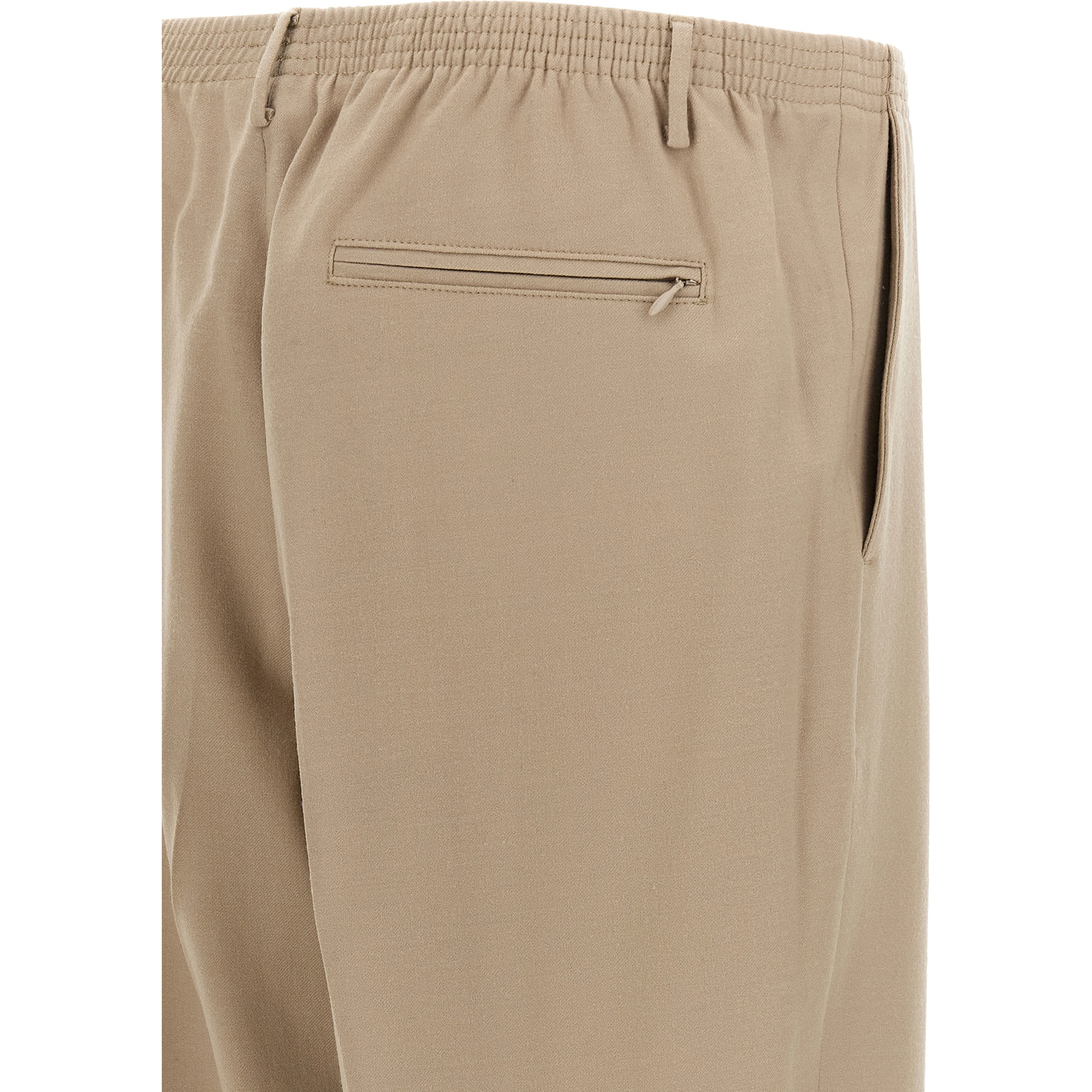 Beige Virgin Wool Casual Pants