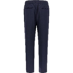 Blue Wool Casual Pants