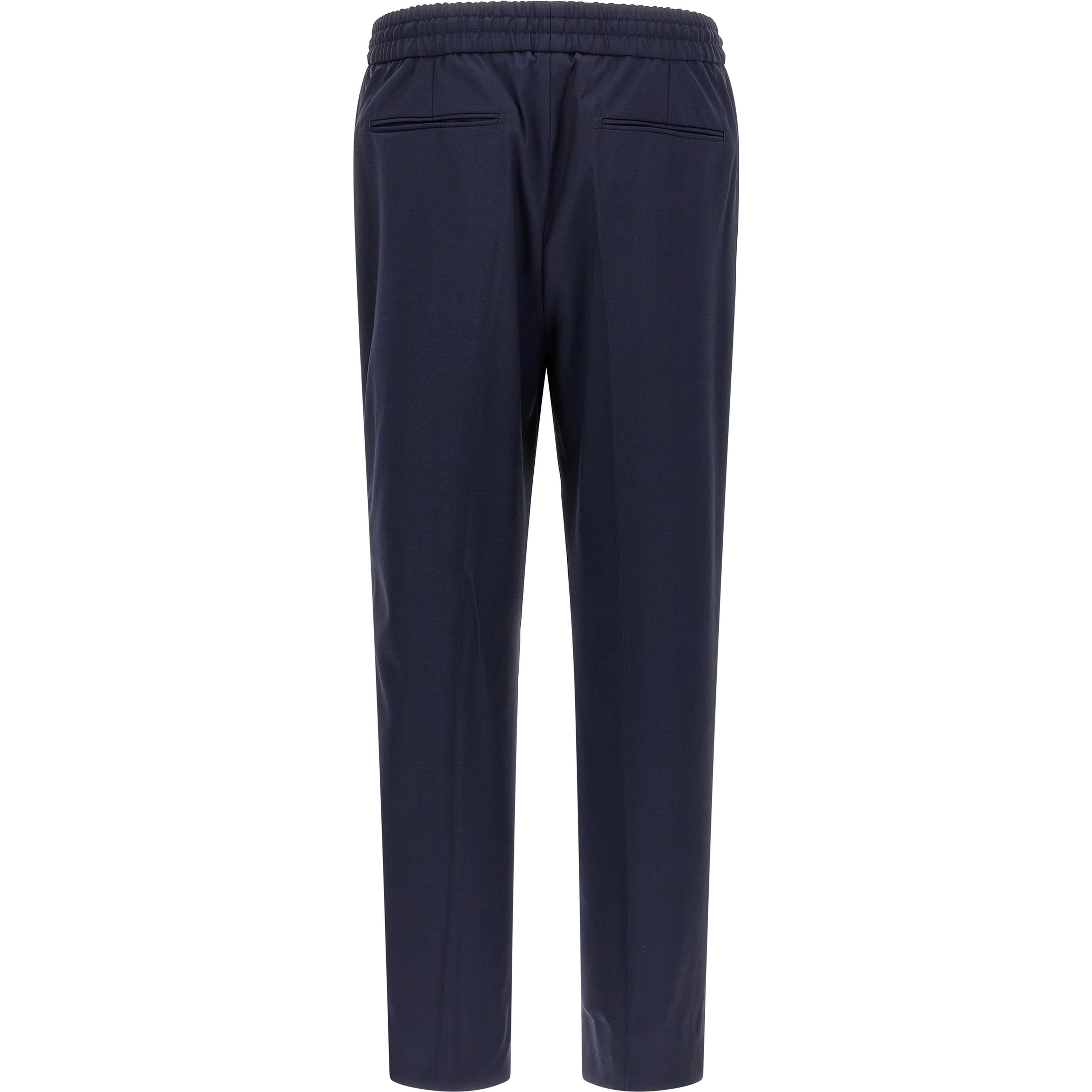 Blue Wool Casual Pants