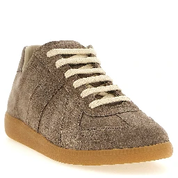 Beige Calfskin Low Top Sneakers