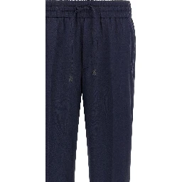 Blue Wool Casual Pants