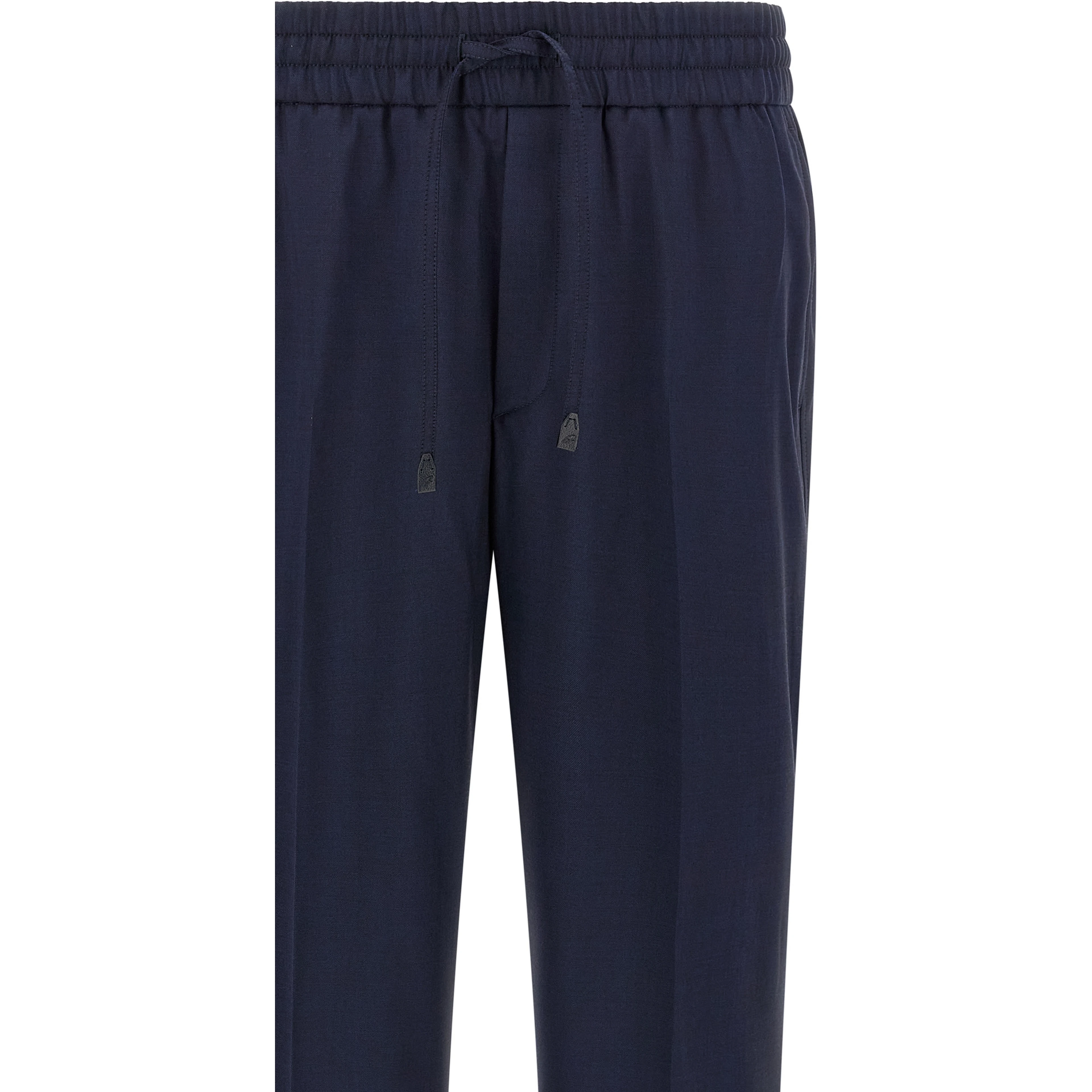 Blue Wool Casual Pants