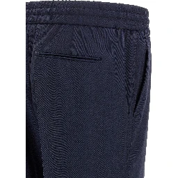 Blue Wool Casual Pants