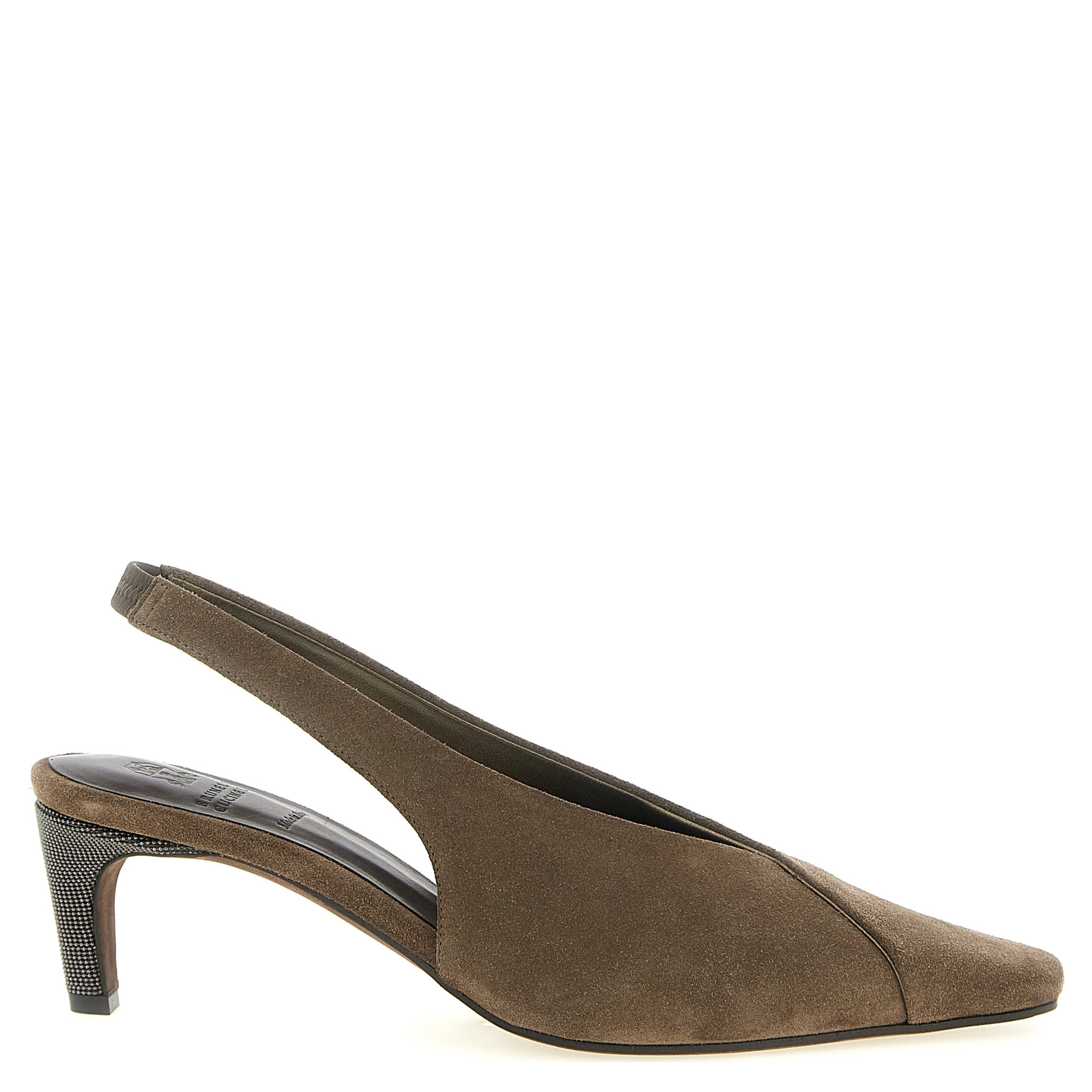 Gray Calfskin Mid Heel Pumps