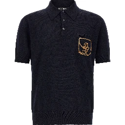 Blue Virgin Wool Polo Shirt