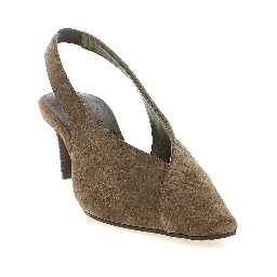 Gray Calfskin Mid Heel Pumps