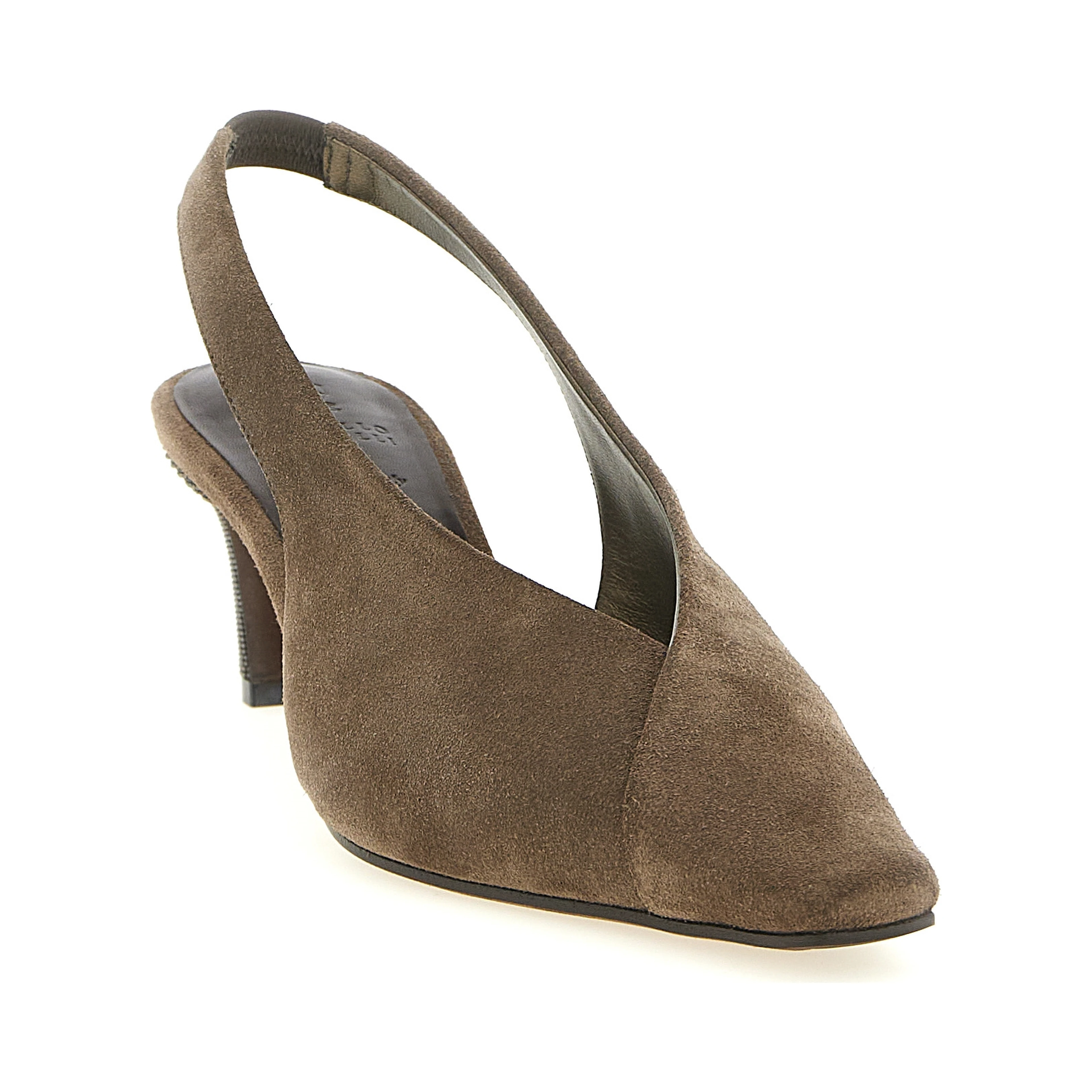 Gray Calfskin Mid Heel Pumps