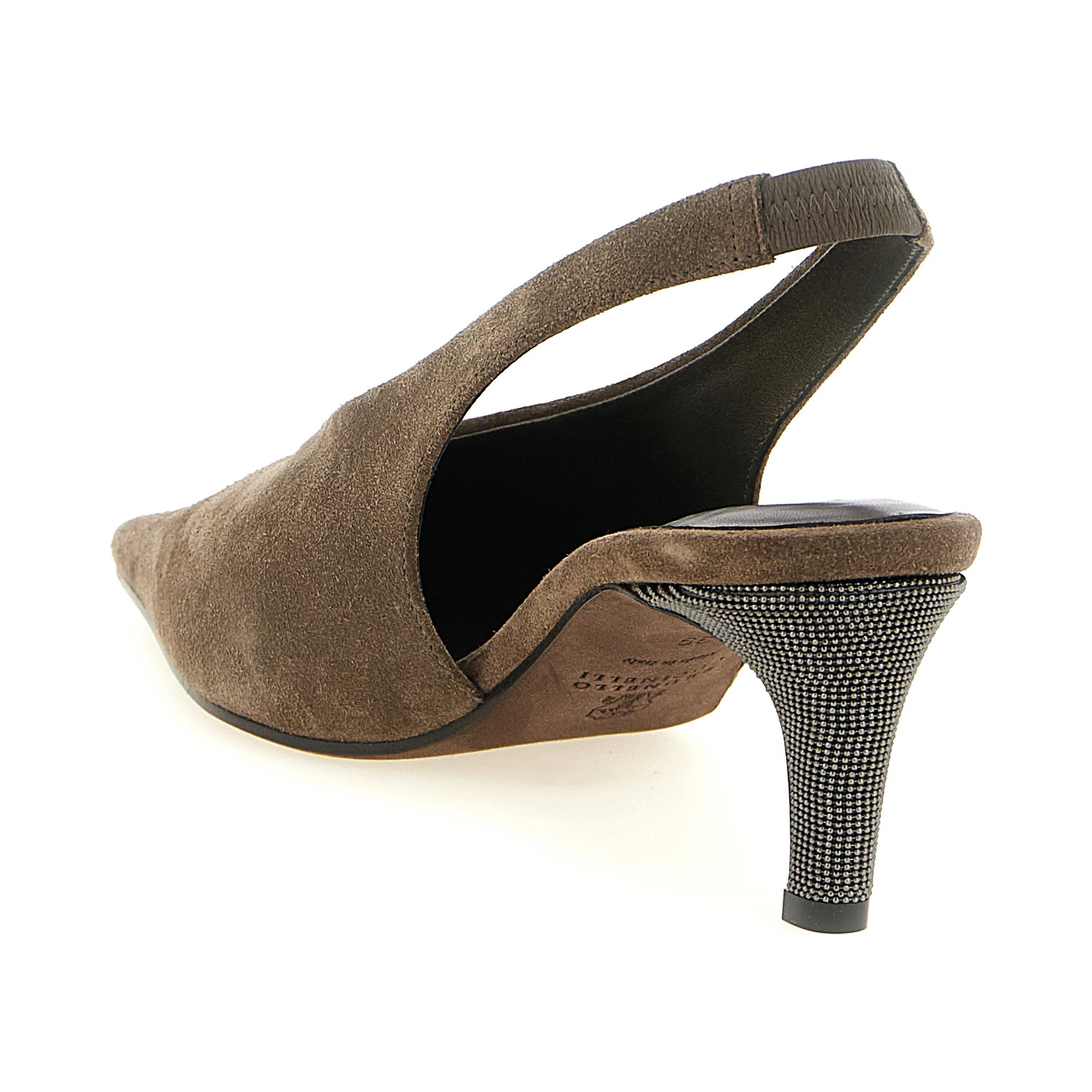 Gray Calfskin Mid Heel Pumps