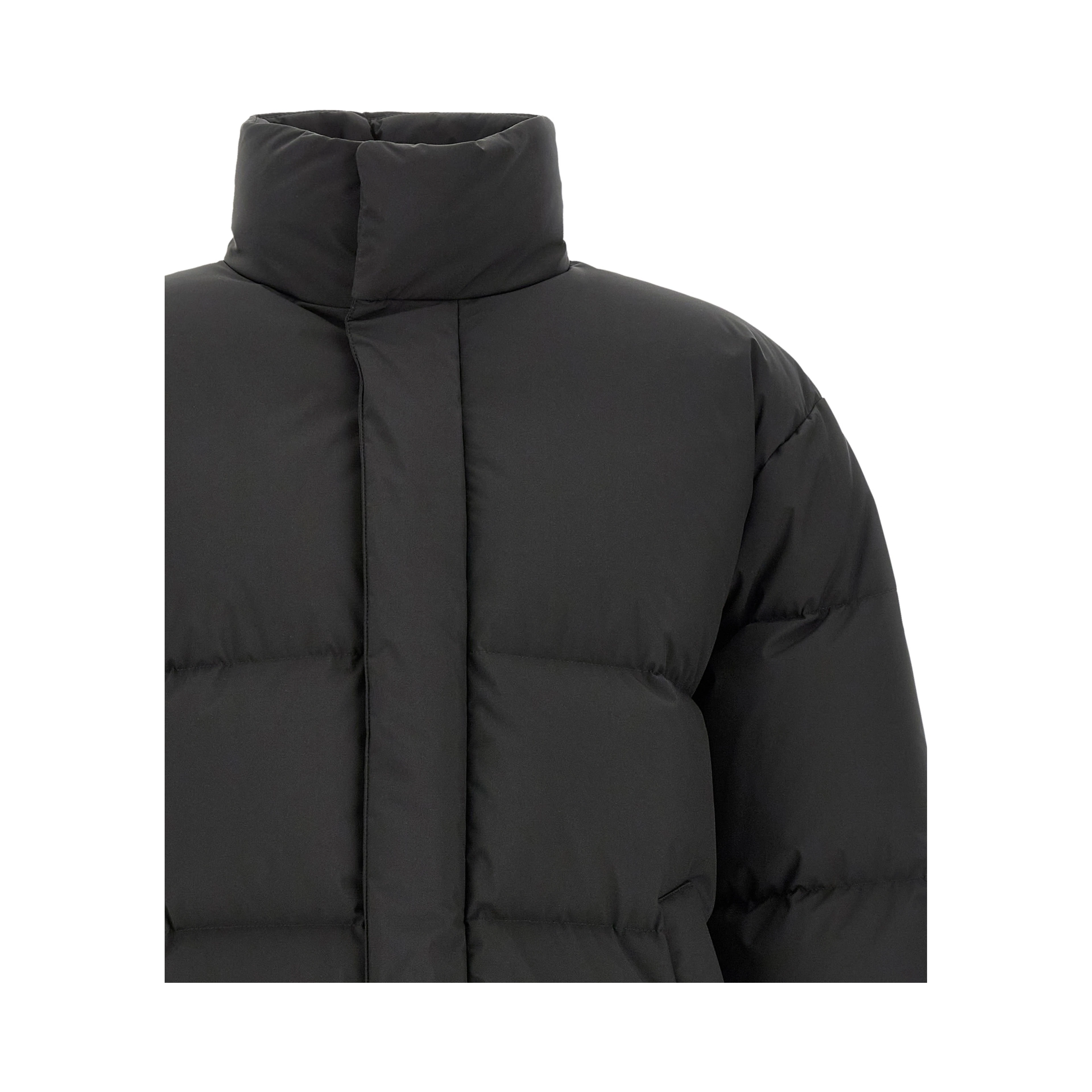 Black Polyester Full-Length Jacket