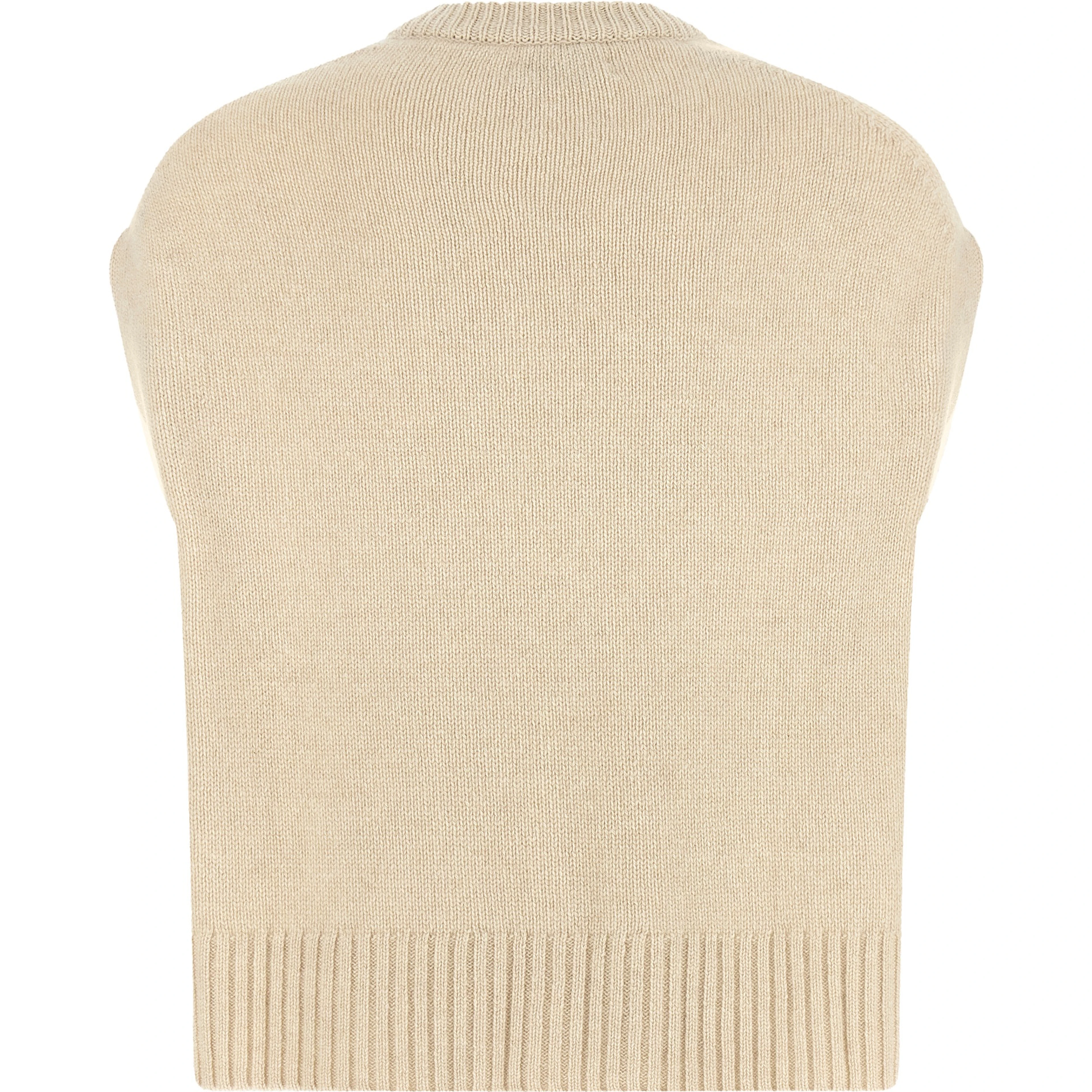 Beige Cashmere Sleeveless Jacket