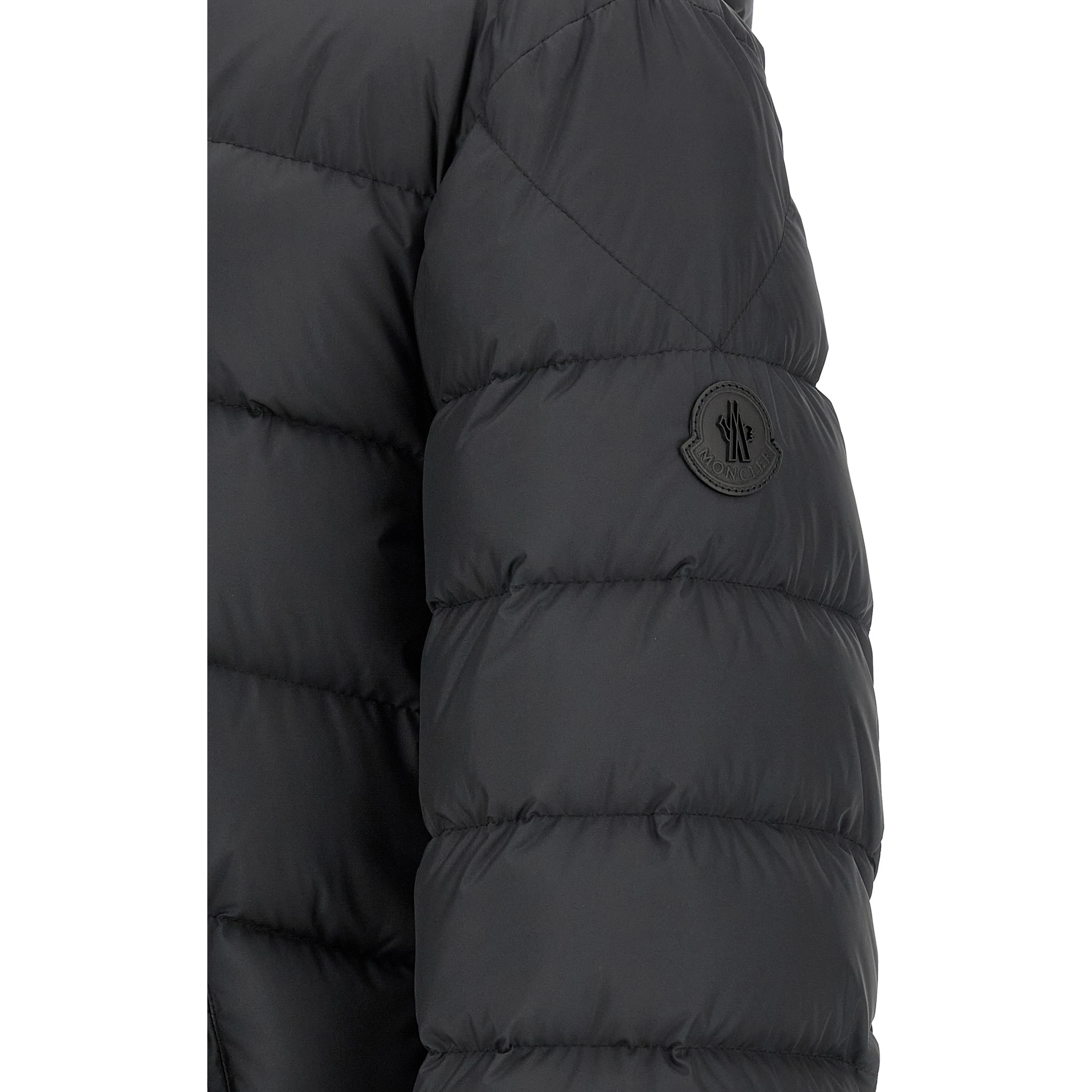 Black Polyester Full-Length Jacket