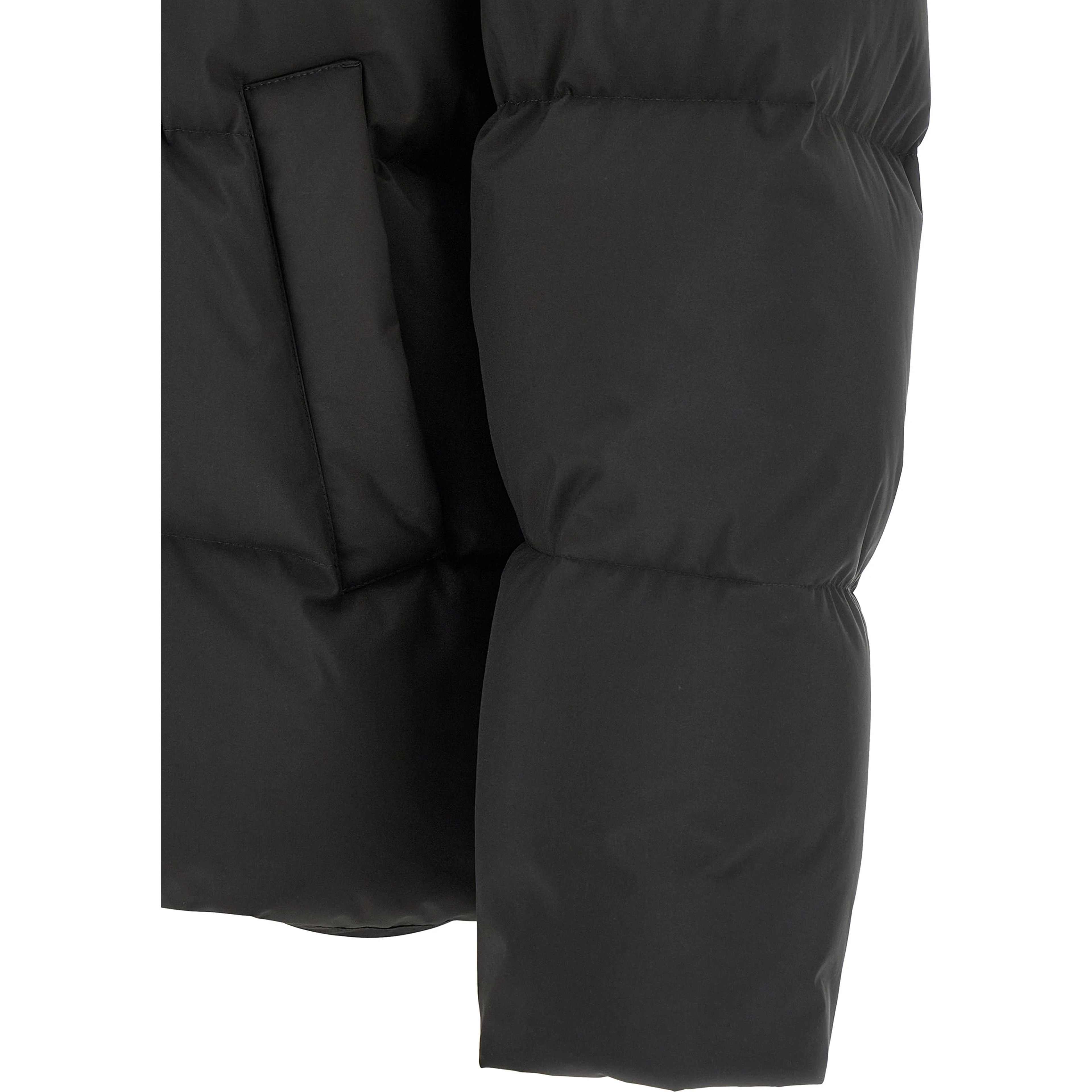 Black Polyester Full-Length Jacket