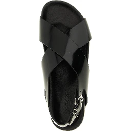 Black Calfskin Flat Sandals