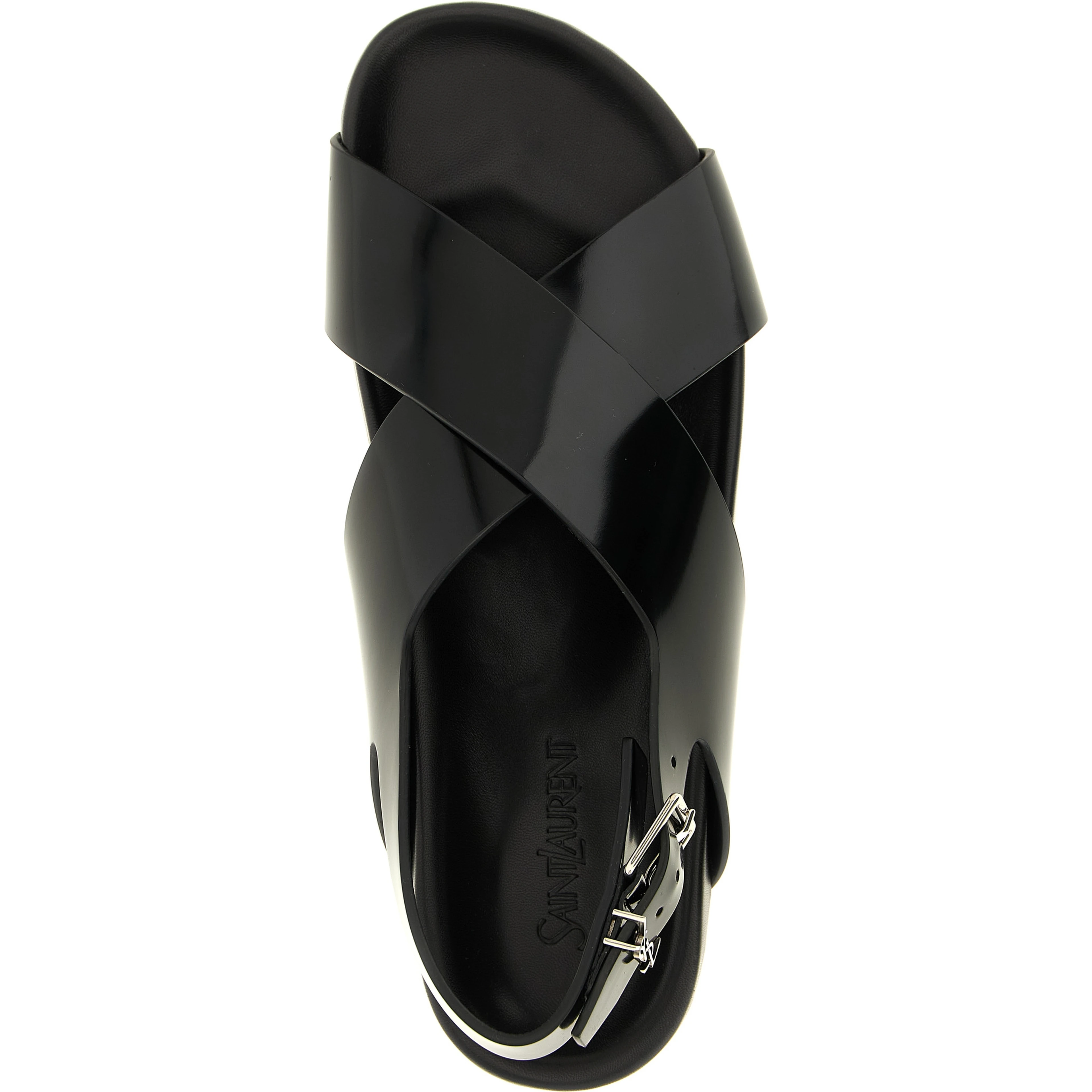 Black Calfskin Flat Sandals