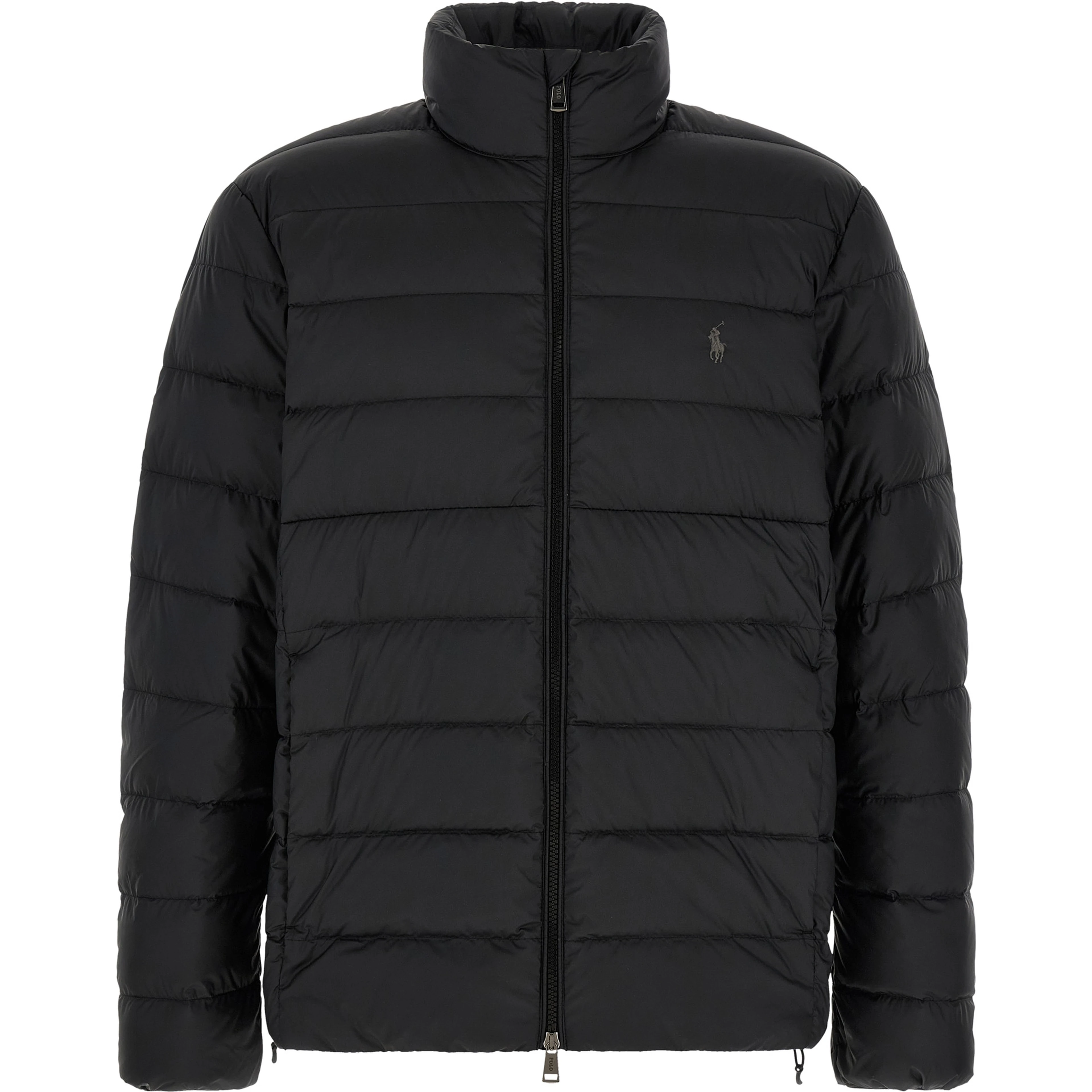 Black Polyester Full-Length Jacket