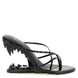 Black Polyethylene Stiletto Heel Sandals