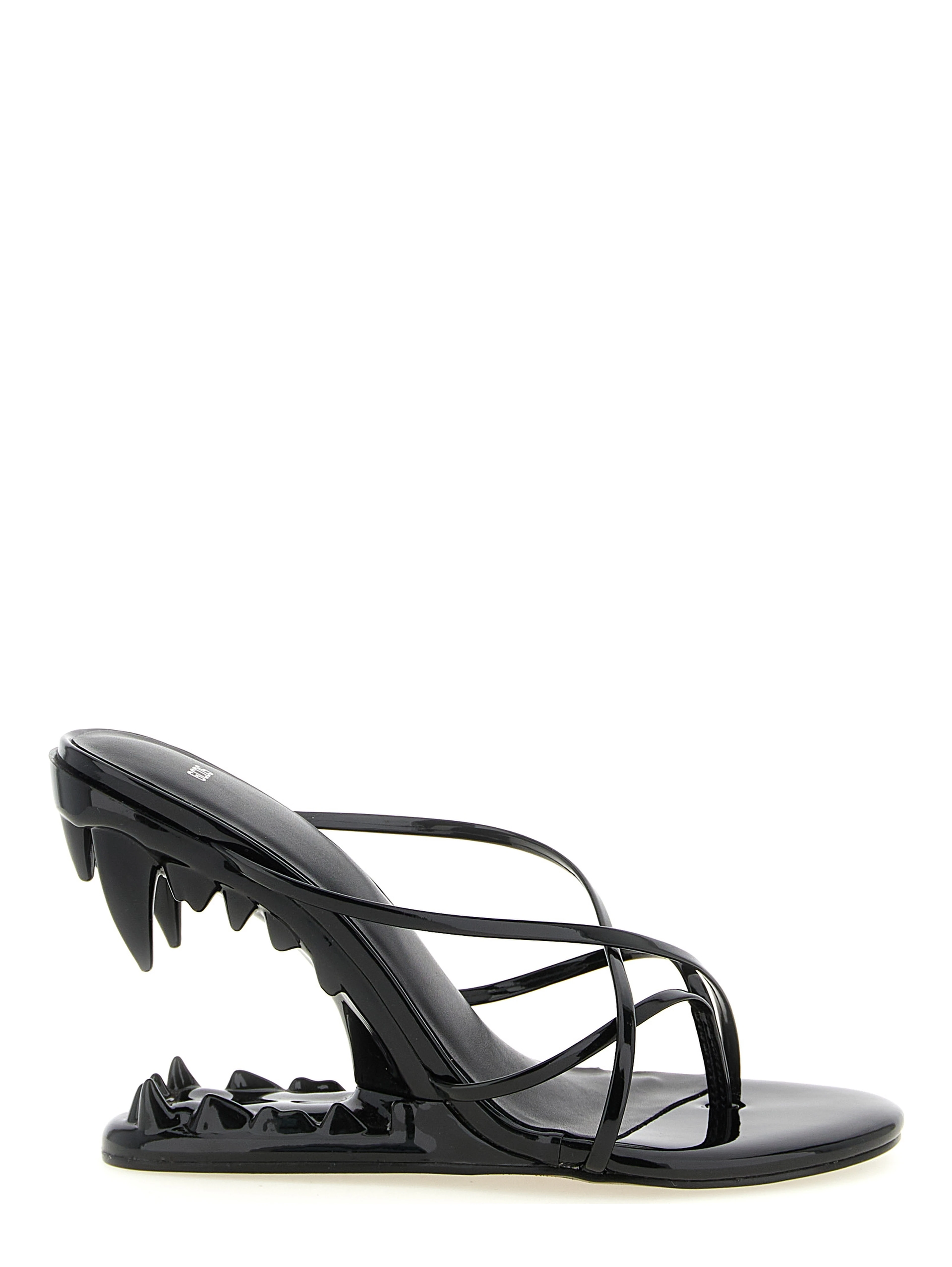 Black Polyethylene Stiletto Heel Sandals