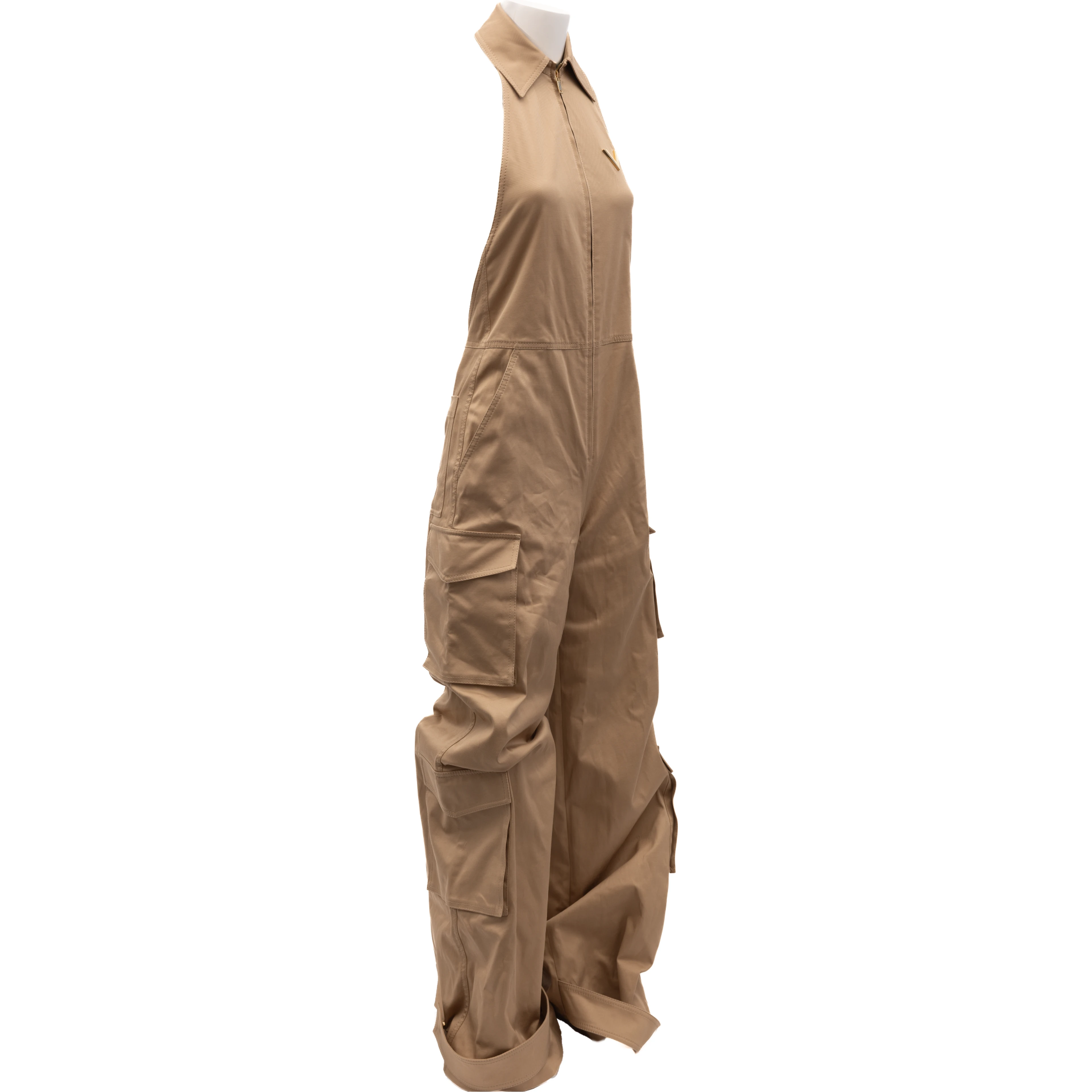 Women Beige Jumpsuit with an open back