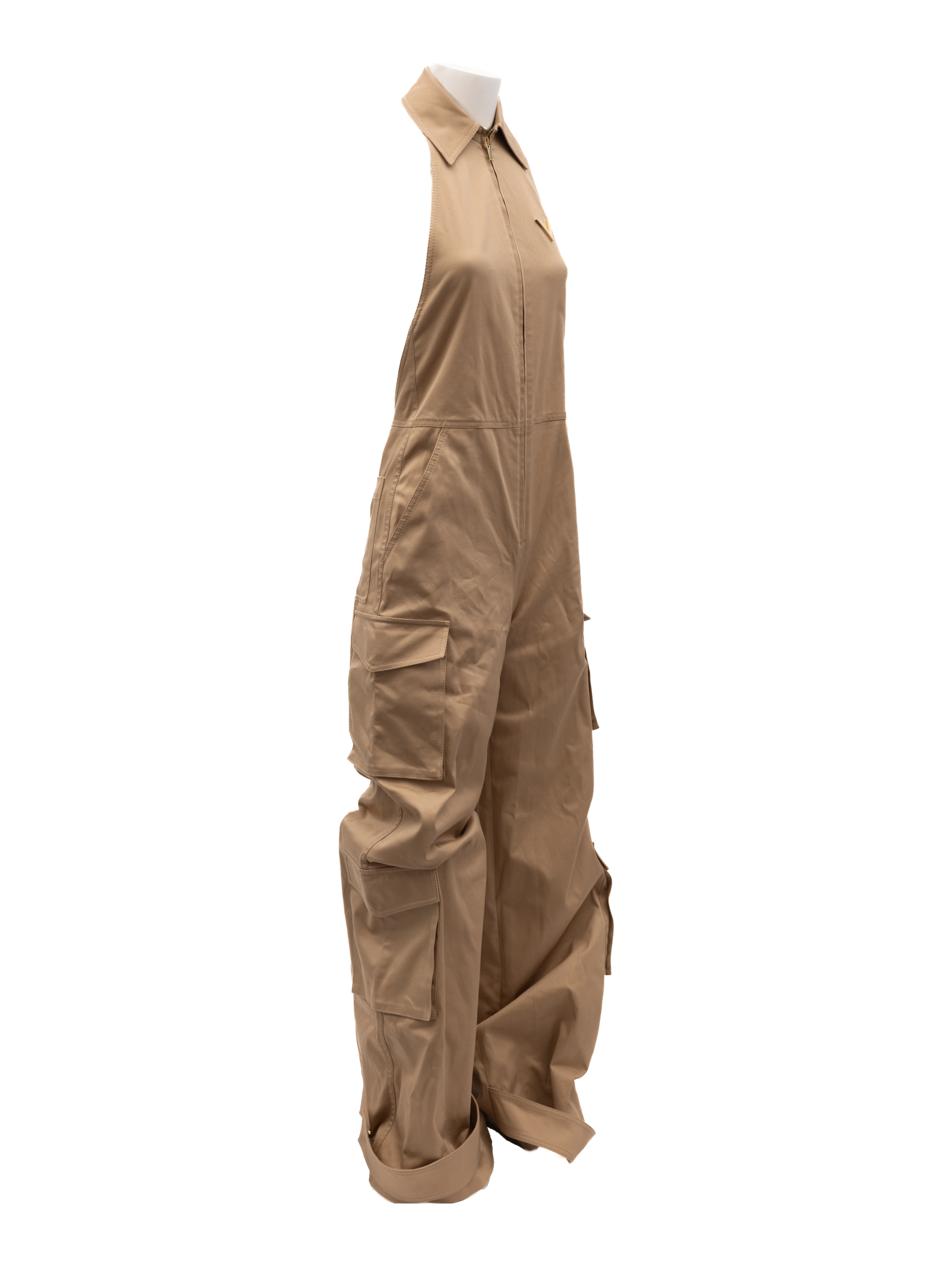 Women Beige Jumpsuit with an open back