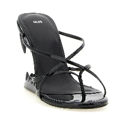 Black Polyethylene Stiletto Heel Sandals