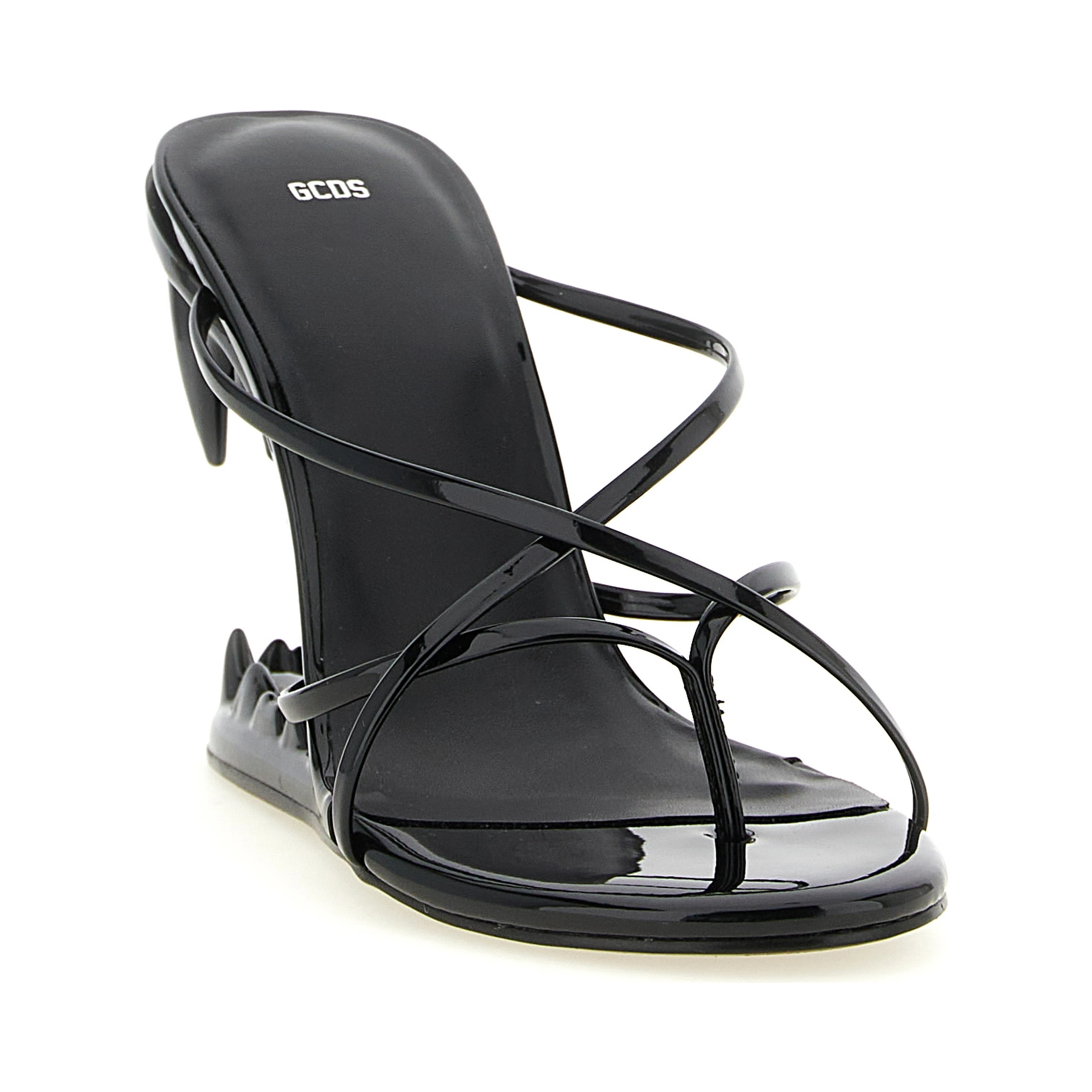 Black Polyethylene Stiletto Heel Sandals