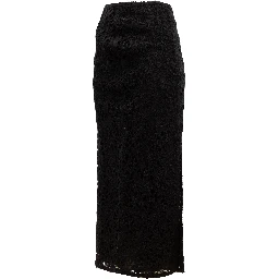 Women Midi Skirt with Floral Lace