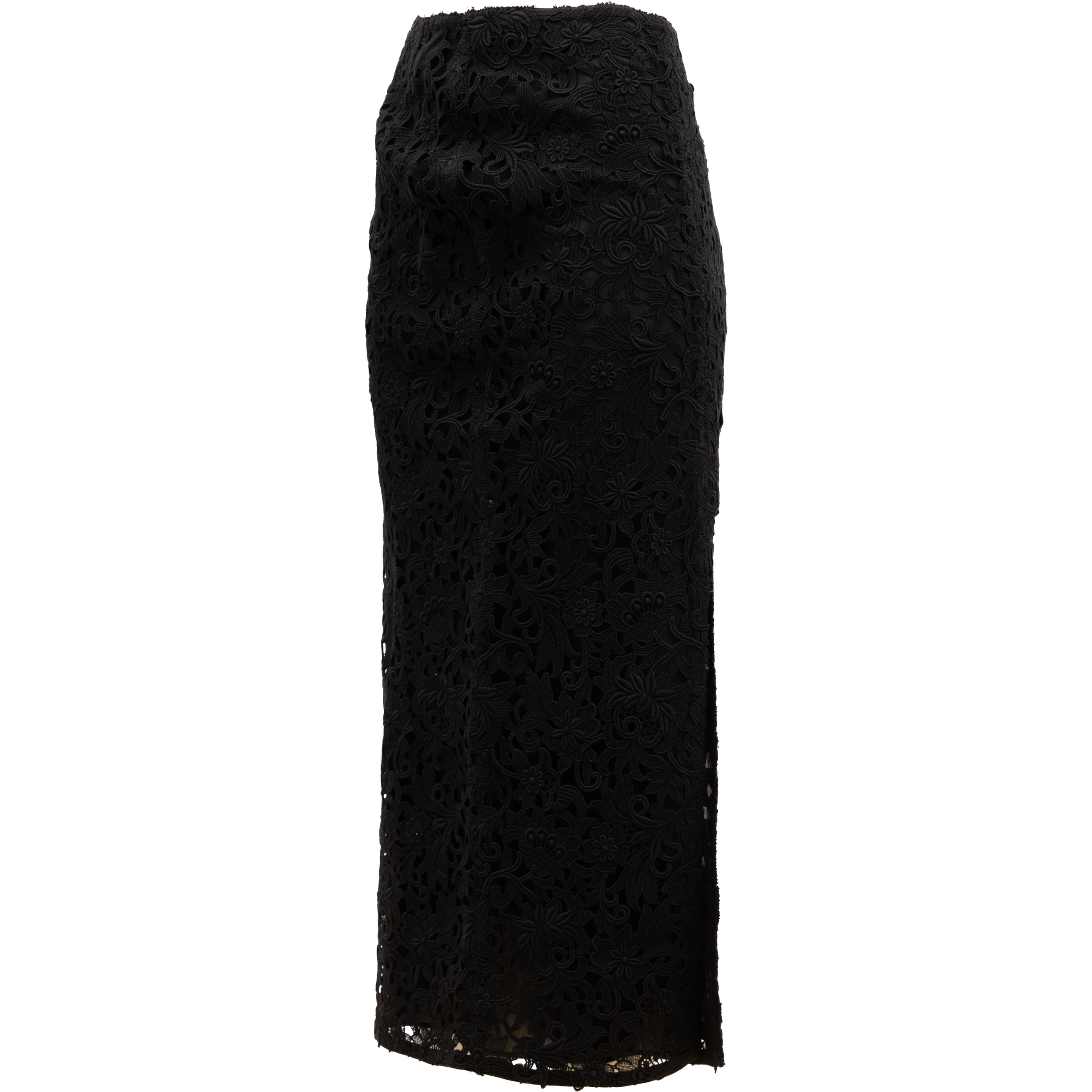 Women Midi Skirt with Floral Lace