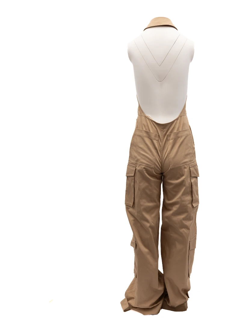 Women Beige Jumpsuit with an open back