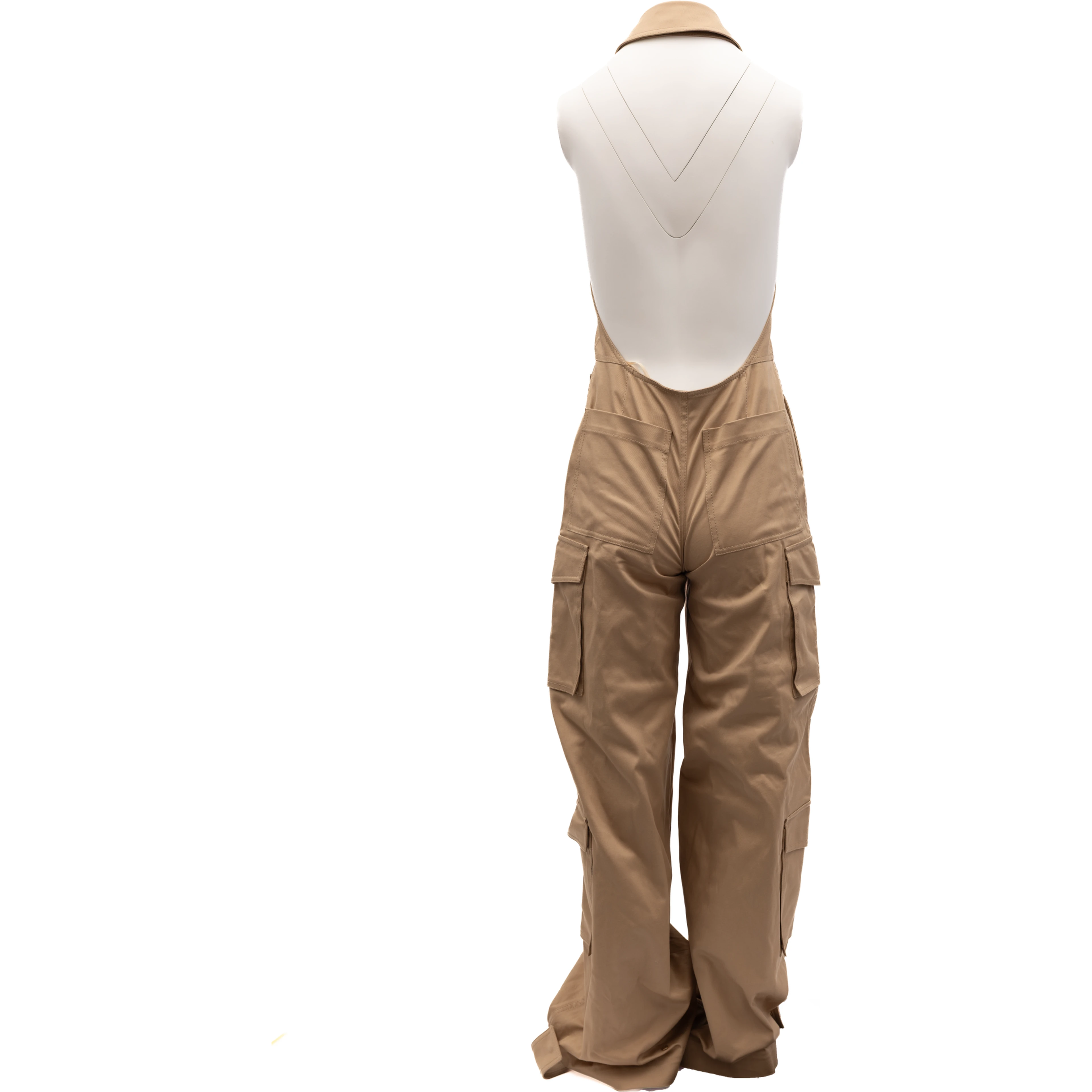 Women Beige Jumpsuit with an open back