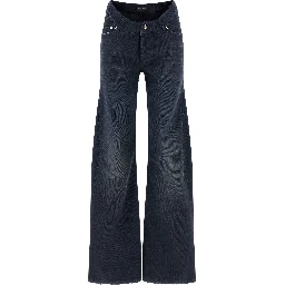 Blue Cotton Flared Jeans