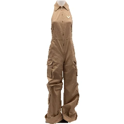 Women Beige Jumpsuit with an open back