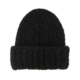 Black Alpaca Leather Beanie