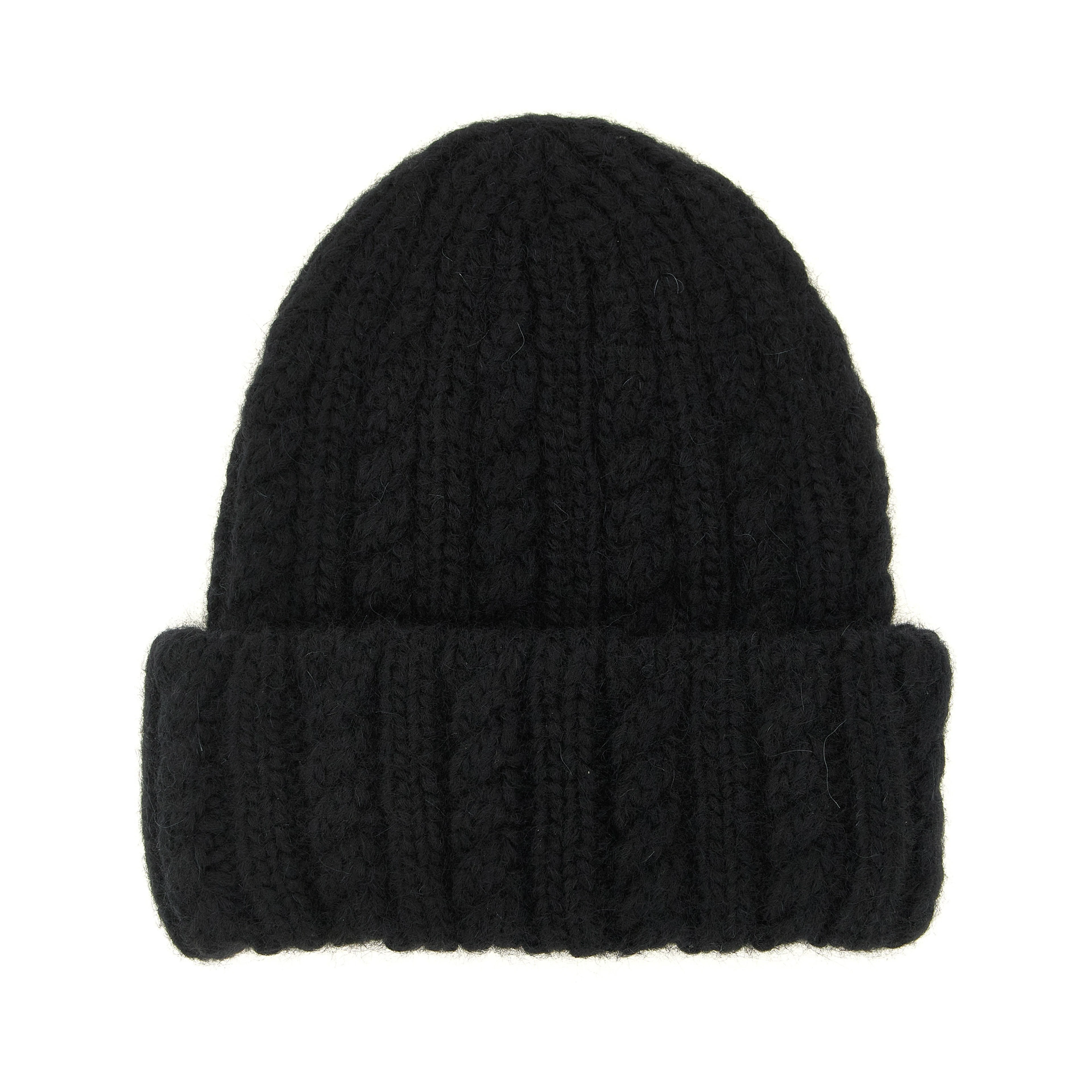 Black Alpaca Leather Beanie