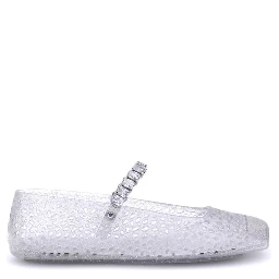 White Polyurethane Ballet Flats