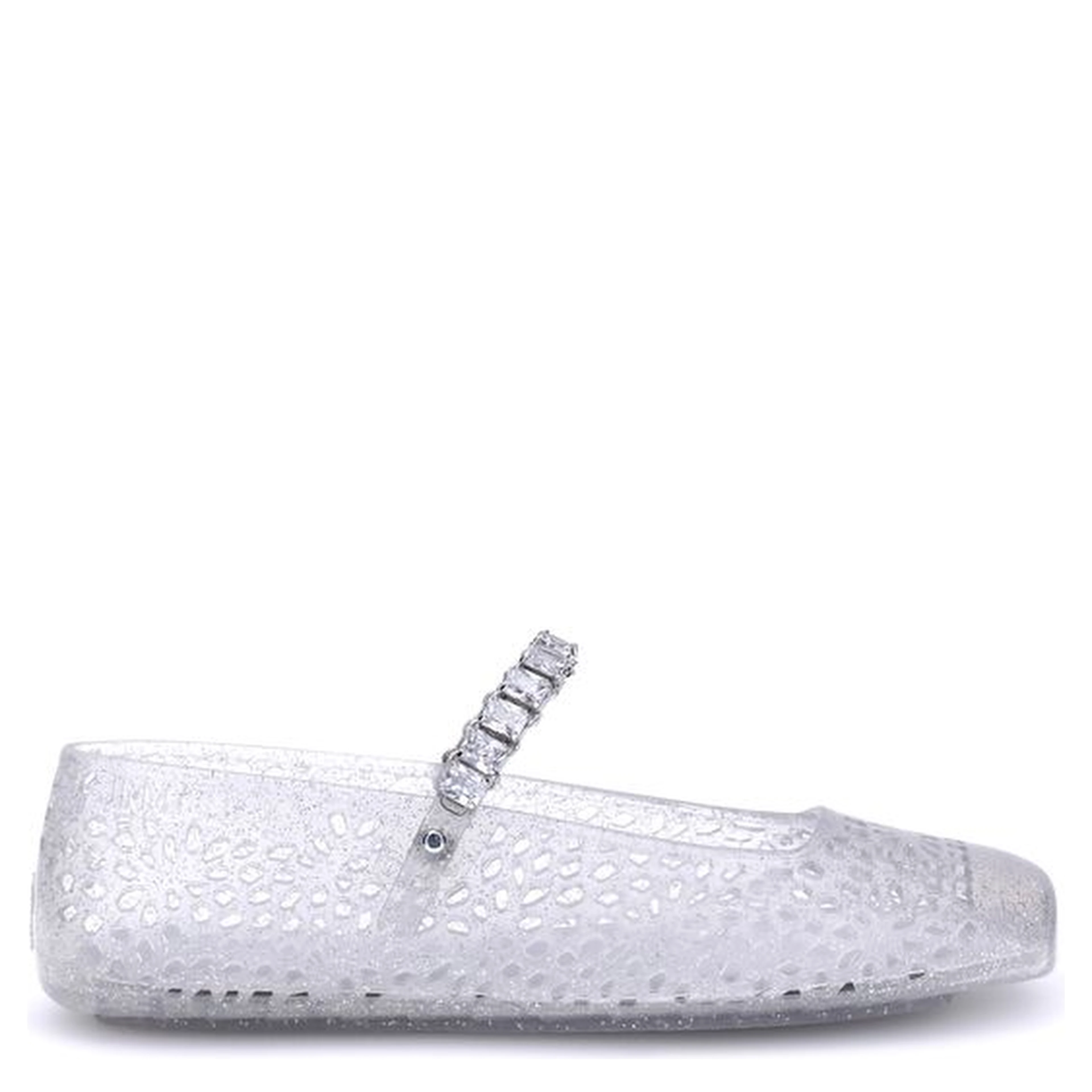 White Polyurethane Ballet Flats
