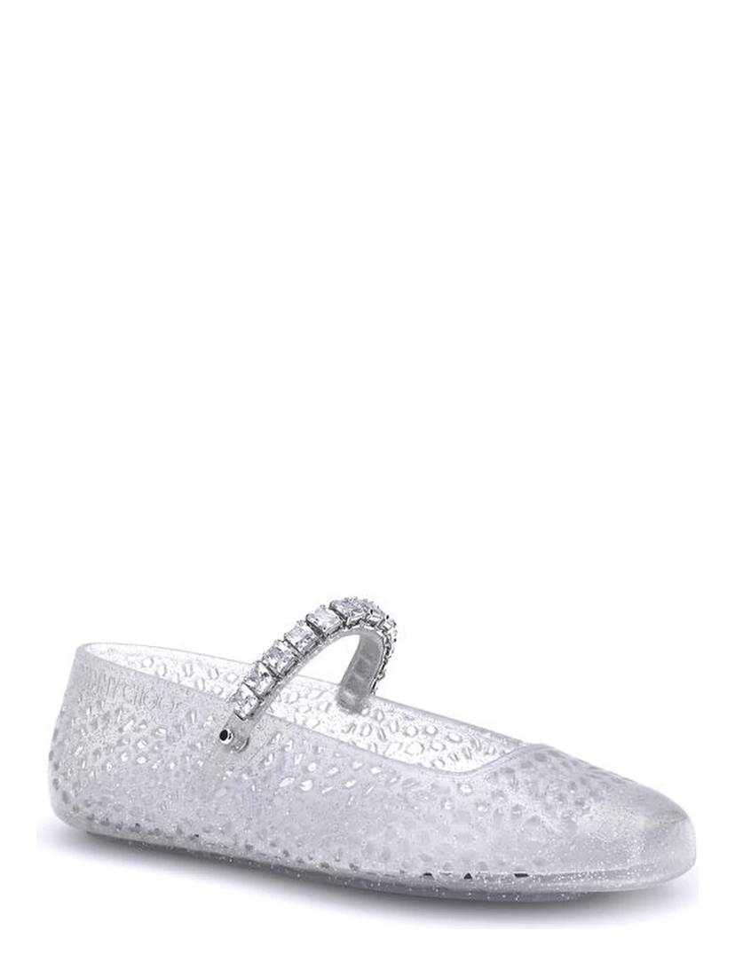 White Polyurethane Ballet Flats