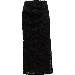Women Midi Skirt with Floral Lace