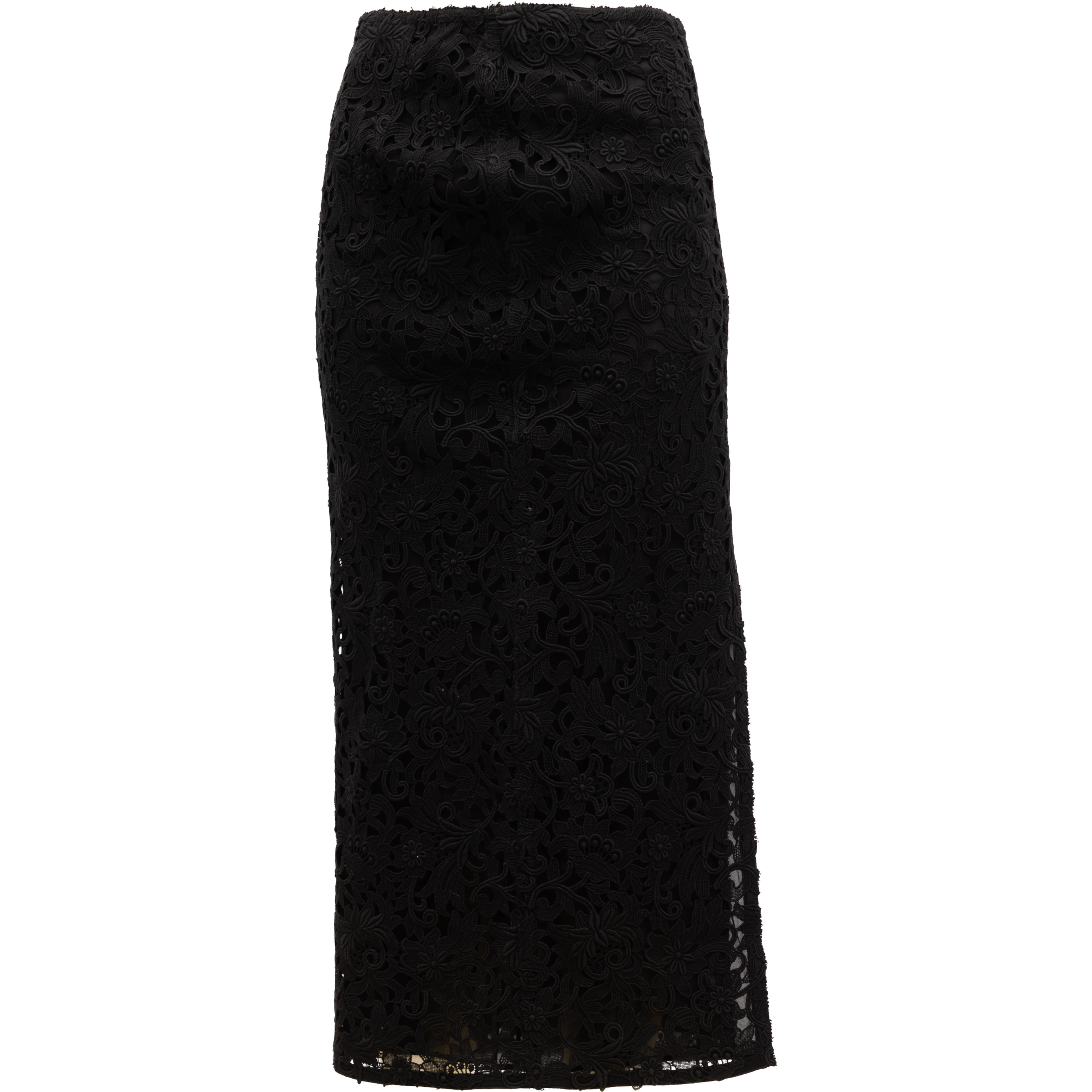 Women Midi Skirt with Floral Lace