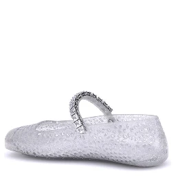White Polyurethane Ballet Flats