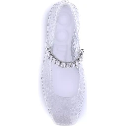 White Polyurethane Ballet Flats
