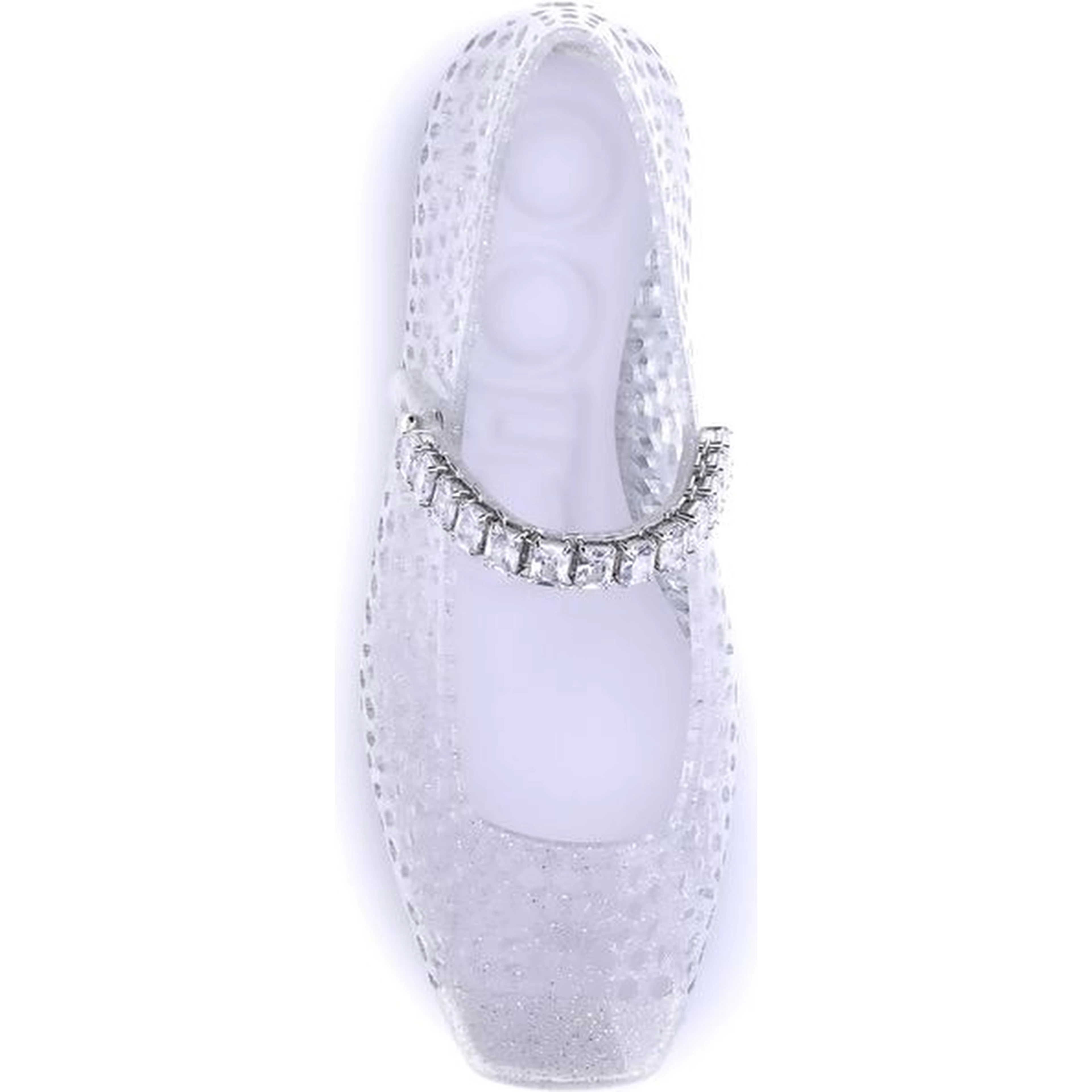White Polyurethane Ballet Flats