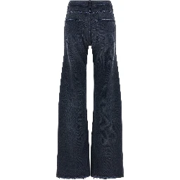 Blue Cotton Flared Jeans