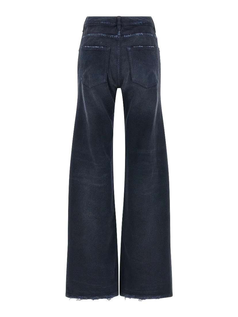 Blue Cotton Flared Jeans