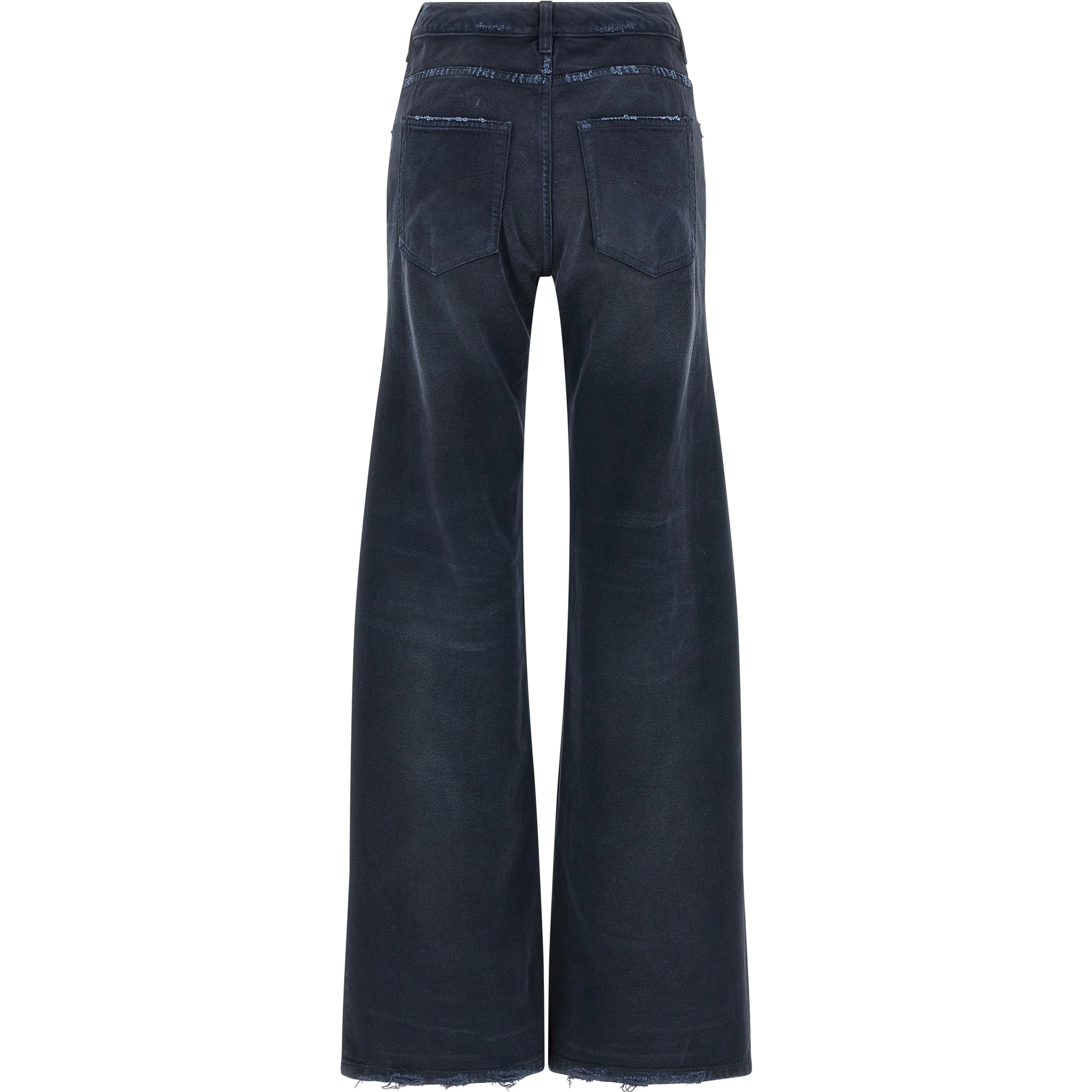 Blue Cotton Flared Jeans