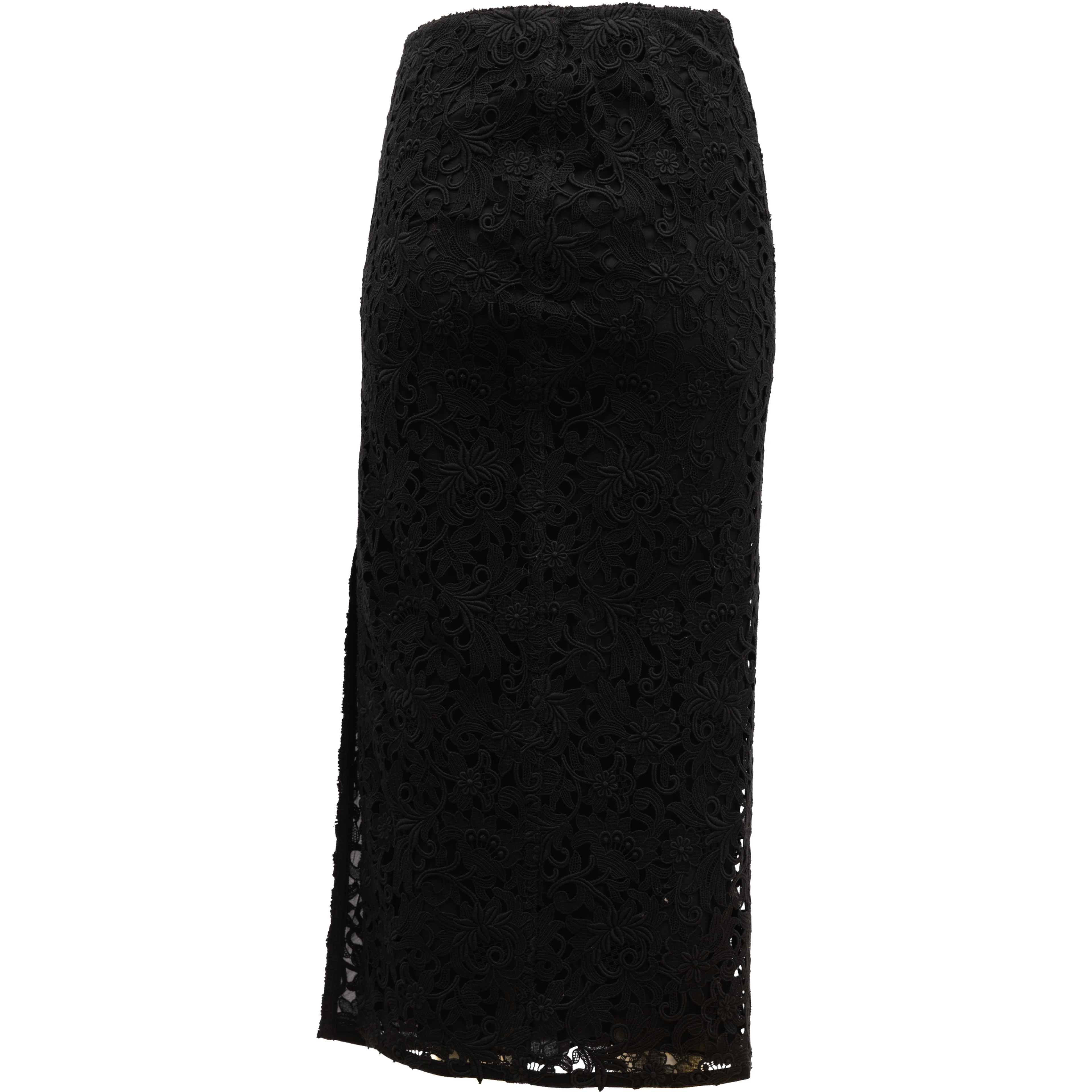 Women Midi Skirt with Floral Lace