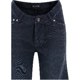 Blue Cotton Flared Jeans