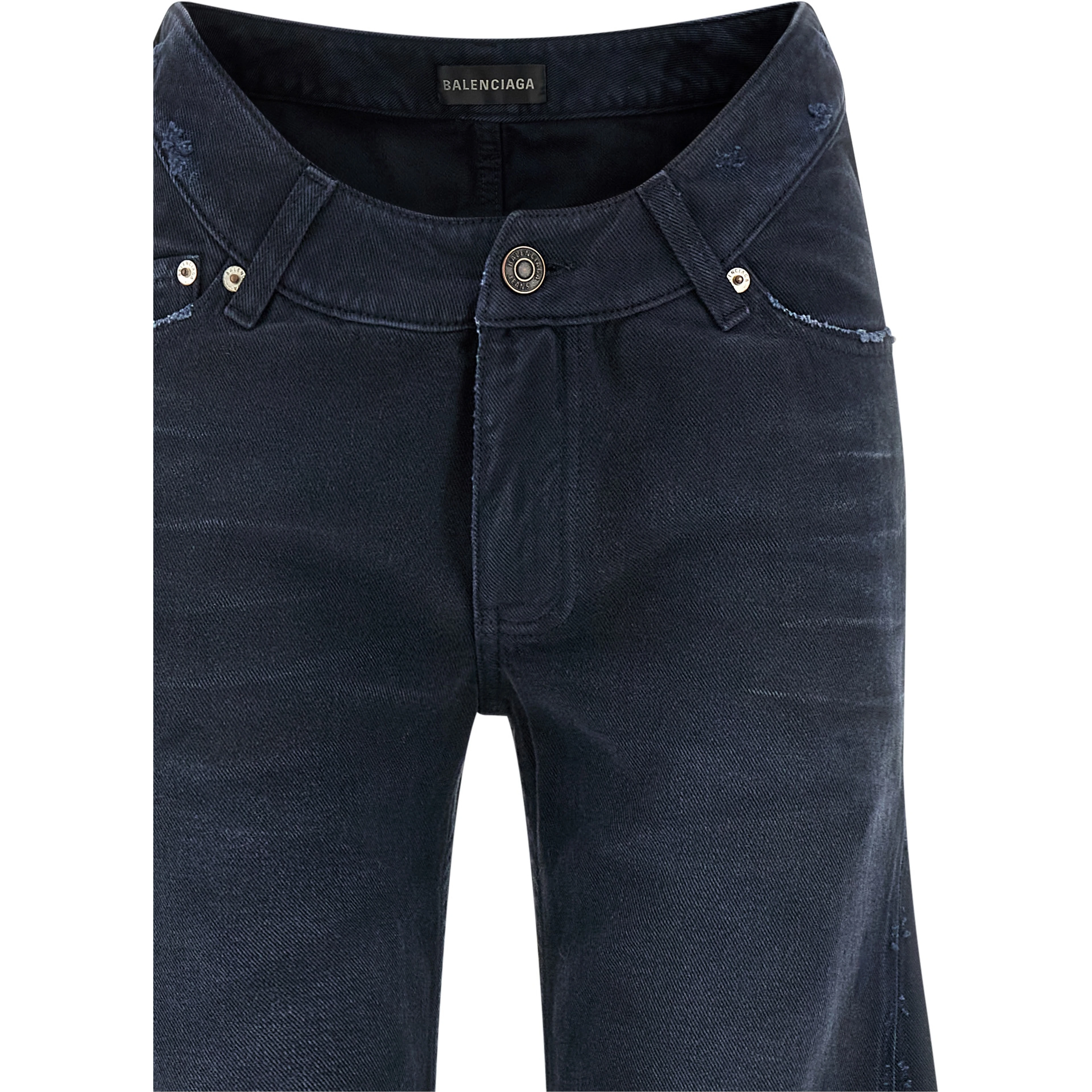 Blue Cotton Flared Jeans