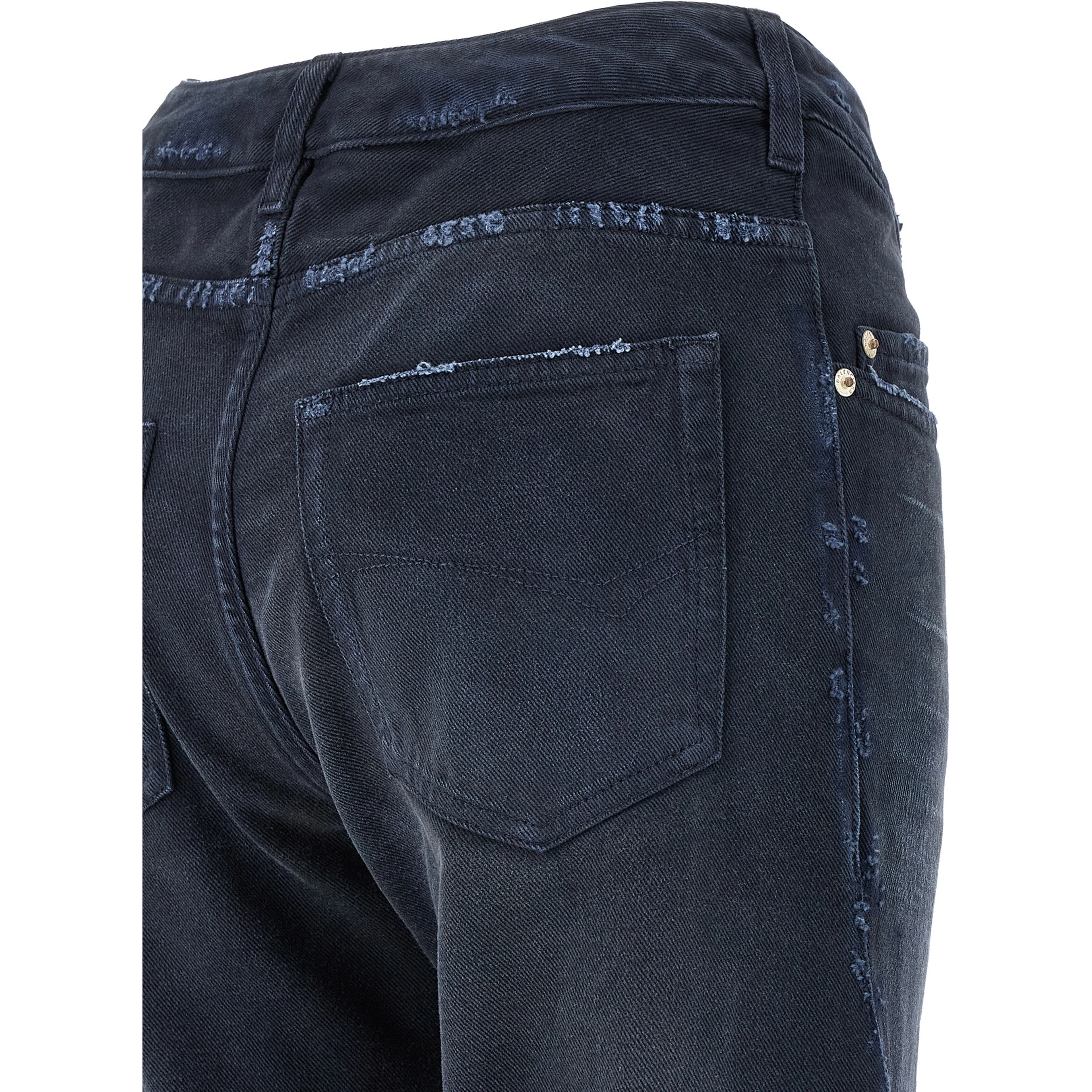 Blue Cotton Flared Jeans